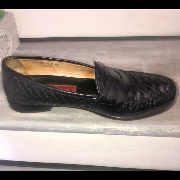 Cole Haan City Men’s Leather Woven Penny Loafers Black 11 main image 8